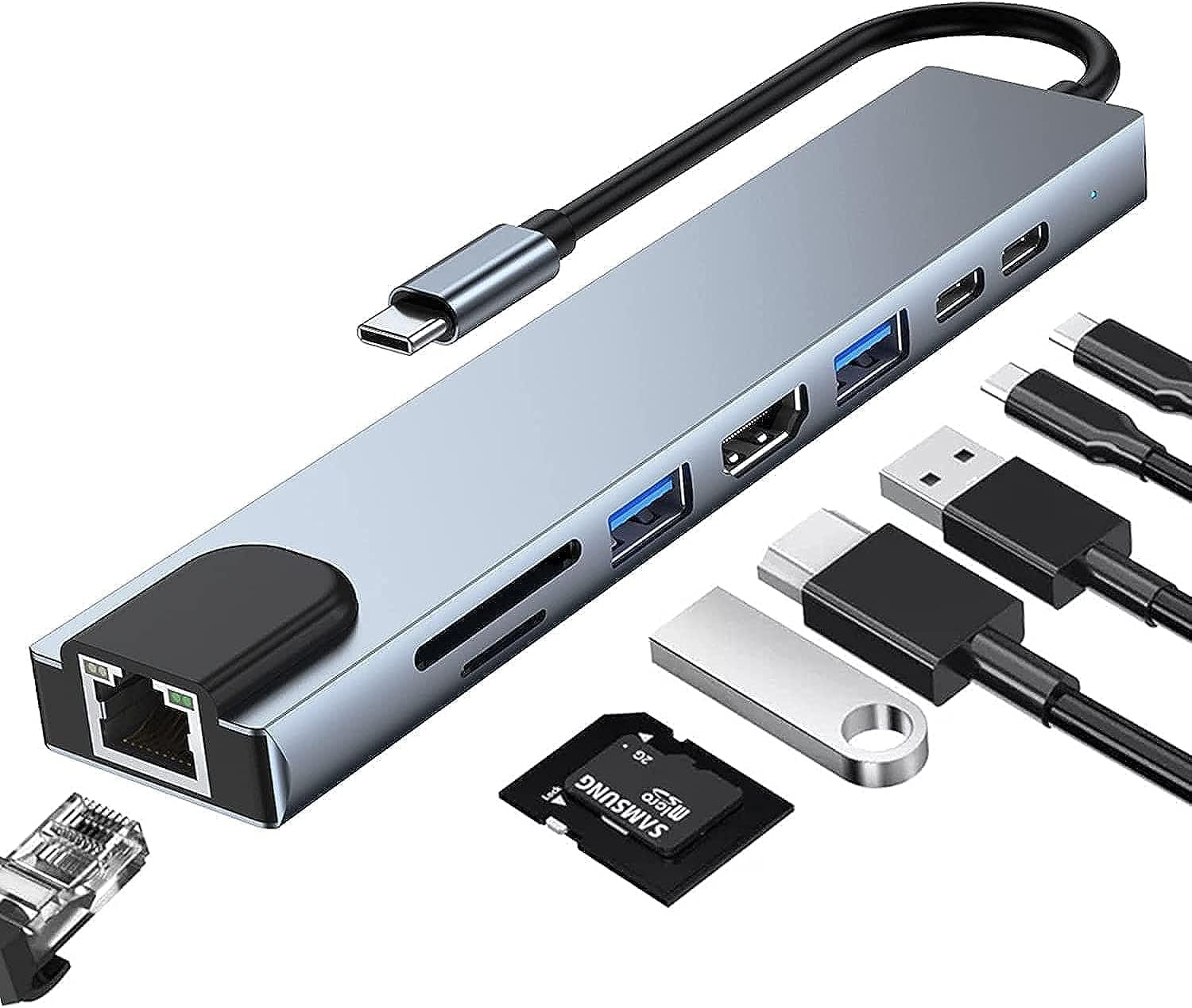 USB C Hub, 8 in 1 Type C Hub