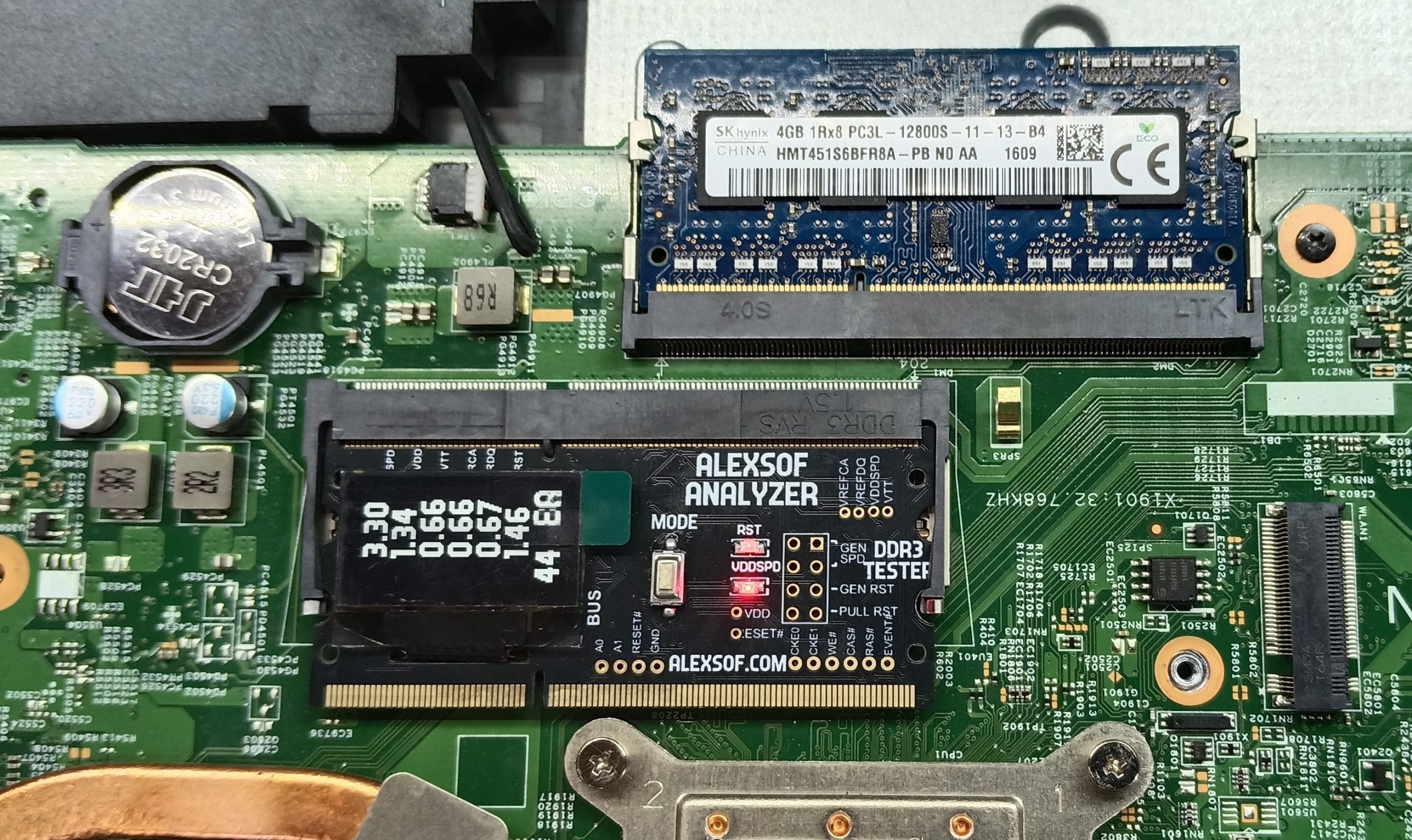 DDR3 LAPTOP RAM VOLTAGE TESTER ver2.0 measuring voltages,POST codes activities ,analyzing data protocol,read SPD firmware