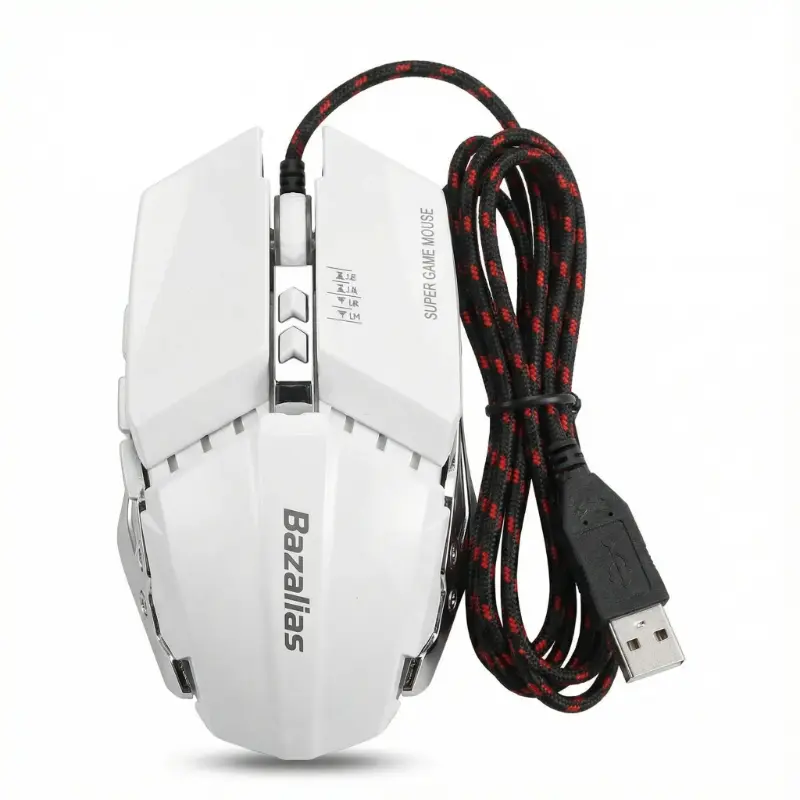 ماوس ألعاب احترافي Bazalias V-Series سلكي بتصميم معدني متوازن وأزرار مايكرو فائقة التحمل