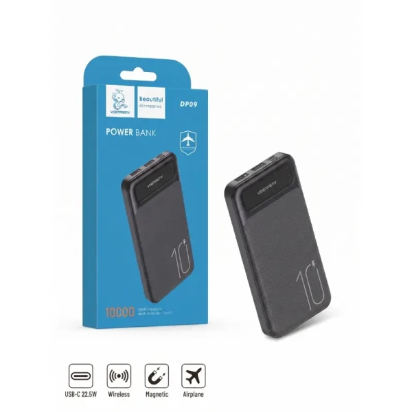 باور بانك فيدينمينف VDENMENV DP09 بسعة 10000mAh | حجم مدمج، منافذ مزدوجة