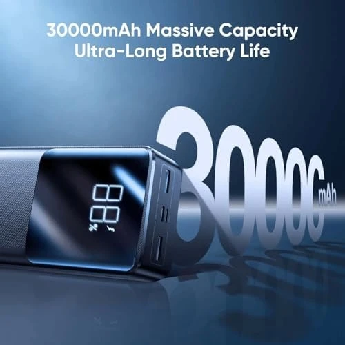 باور بانك جيروم الأصلي JOYROOM JR-QP193 بسعة عملاقة 30000mAh وقوة 22.5W | شاشة رقمية LED، وشحن سريع تيربو